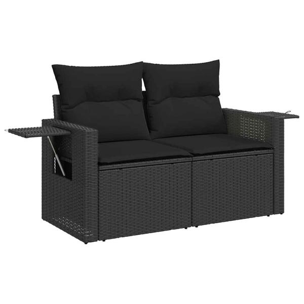 ARDEBO.de - 6-tlg. Garten-Sofagarnitur mit Kissen Schwarz Poly Rattan