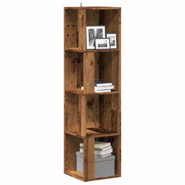 ARDEBO.de - Eckregal Altholz-Optik 33x33x132 cm Holzwerkstoff