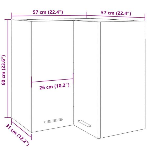 Eck-Hängeschrank Artisan-Eiche 57x57x60 cm Holzwerkstoff