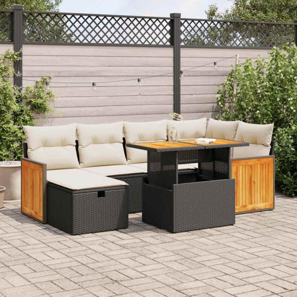 ARDEBO.de - 8-tlg. Garten-Sofagarnitur mit Kissen Schwarz Poly Rattan