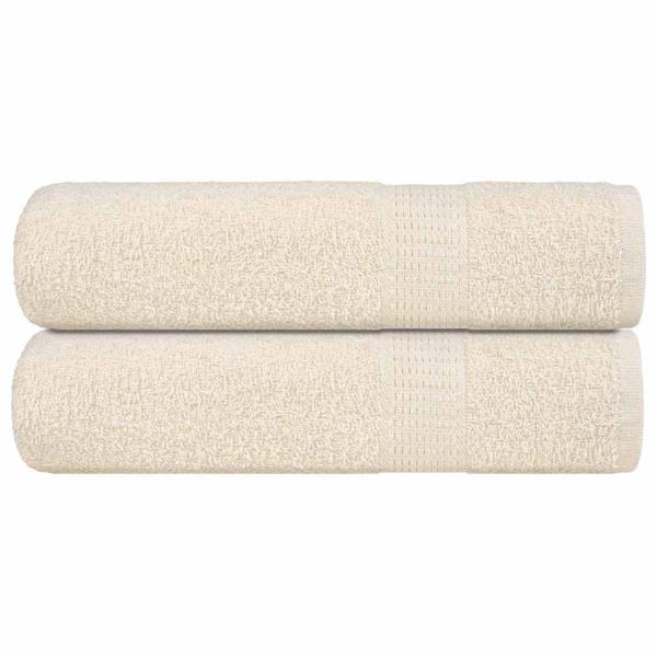 ARDEBO.de - Duschtücher 2 Stk. Creme 70x140 cm 360 g/m² 100% Baumwolle