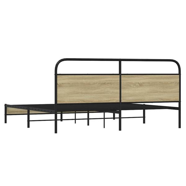 Metallbett ohne Matratze Sonoma-Eiche 200x200 cm