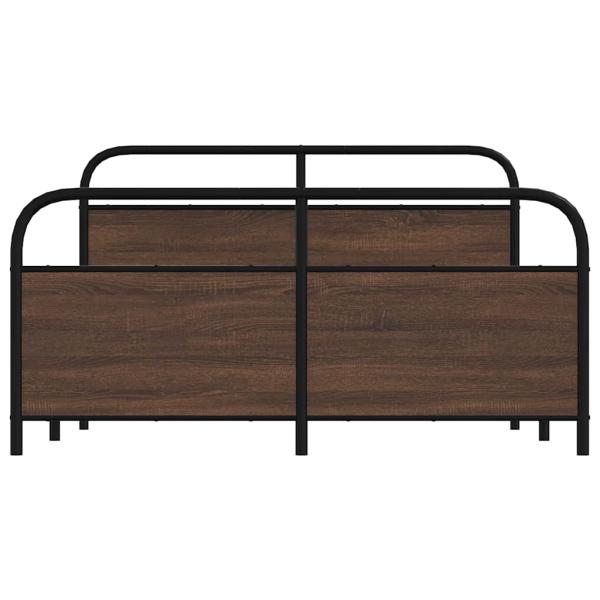 Metallbett ohne Matratze Braun Eichen-Optik 160x200 cm