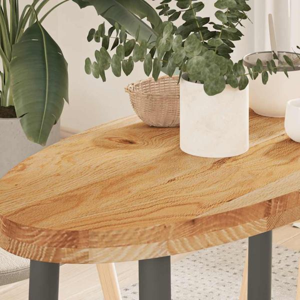 ARDEBO.de - Tischplatte Hellbraun 80x40x4 cm Massivholz Eiche Oval