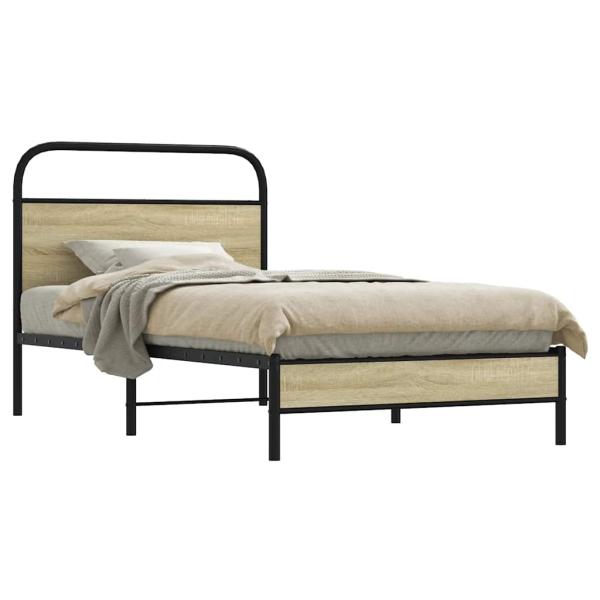 ARDEBO.de - Bettgestell ohne Matratze 100x200 cm Sonoma-Eiche Holzwerkstoff