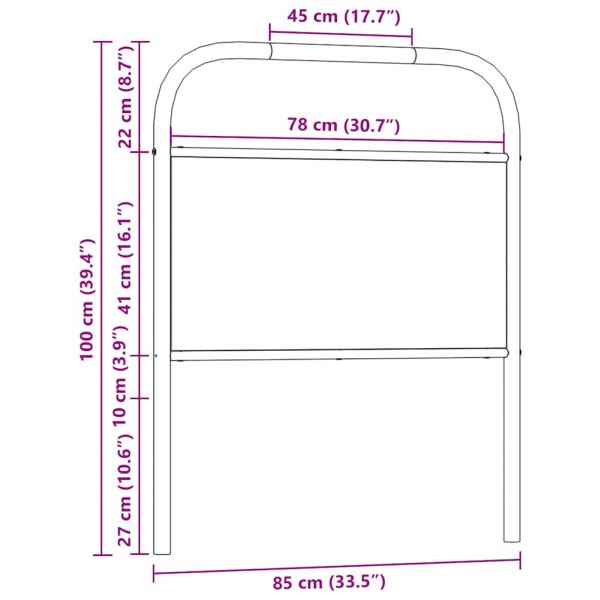 Kopfteil Braun Eichen-Optik 80 cm Stahl und Holzwerkstoff