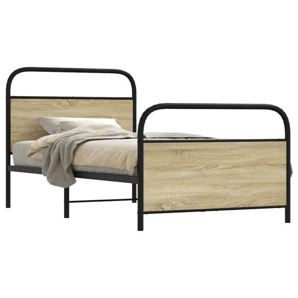 ARDEBO.de - Bettgestell ohne Matratze 100x200 cm Sonoma-Eiche Holzwerkstoff