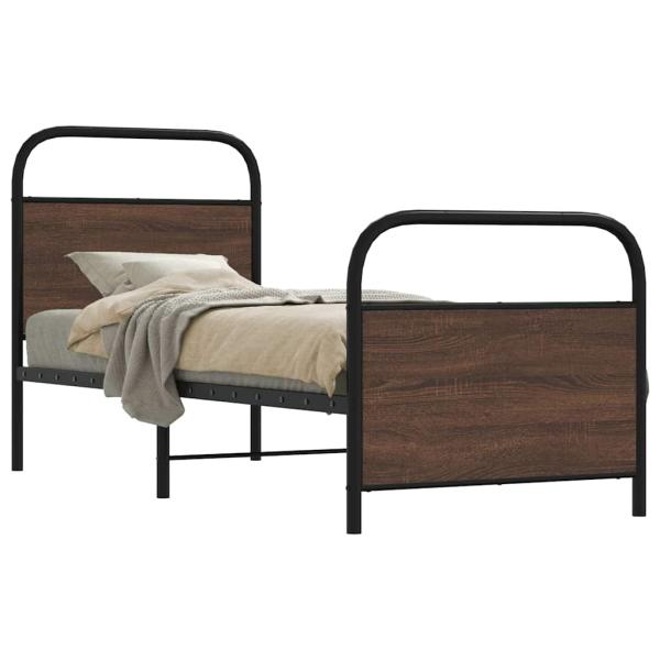 ARDEBO.de - Bettgestell ohne Matratze 75x190 cm Braun Eichen-Optik