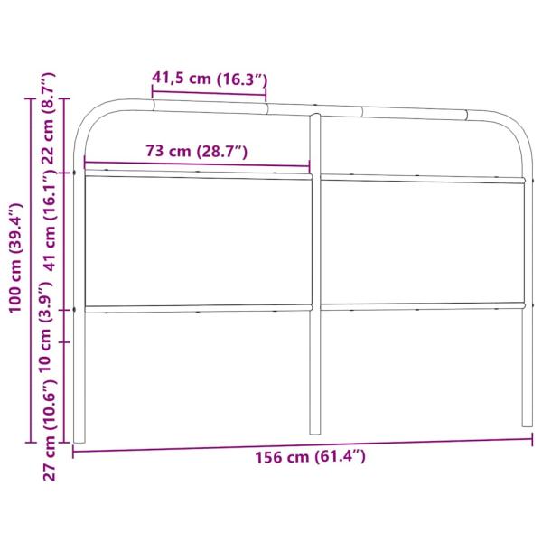 Kopfteil Sonoma-Eiche 150 cm Stahl und Holzwerkstoff
