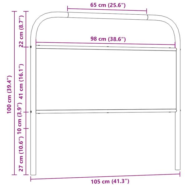 Kopfteil Räuchereiche 100 cm Stahl und Holzwerkstoff