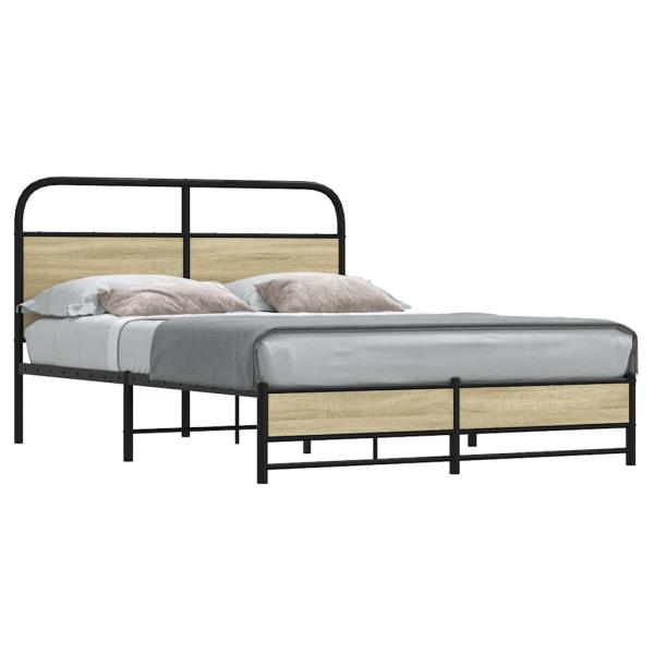 ARDEBO.de - Bettgestell ohne Matratze 120x200 cm Sonoma-Eiche Holzwerkstoff
