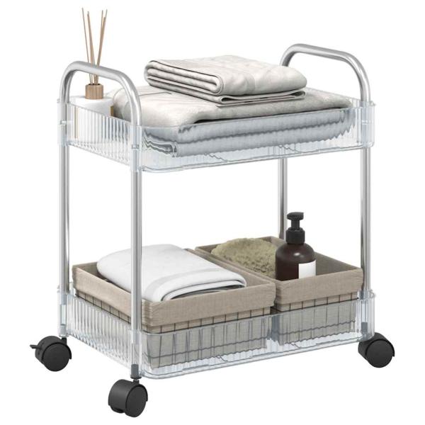 ARDEBO.de - Aufbewahrungswagen 2 Etagen Transparent 37x28x43,5 cm Acryl