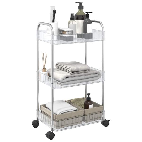 ARDEBO.de - Aufbewahrungswagen 3 Etagen Transparent 37x28x68 cm Acryl