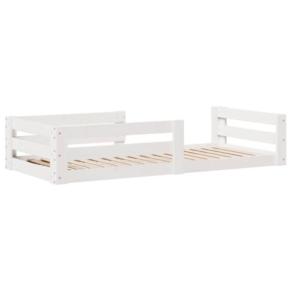 Massivholzbett ohne Matratze Weiß 80x190 cm Kiefernholz