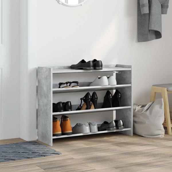 Schuhregal Betongrau 80x25x61,5 cm Holzwerkstoff
