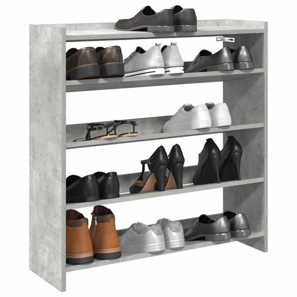 ARDEBO.de - Schuhregal Betongrau 80x25x81 cm Holzwerkstoff