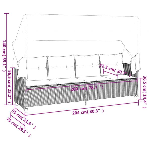 5-tlg. Garten-Sofagarnitur mit Kissen Hellgrau Poly Rattan