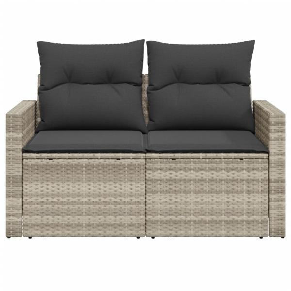 ARDEBO.de - Gartensofa mit Kissen 2-Sitzer Hellgrau Poly Rattan