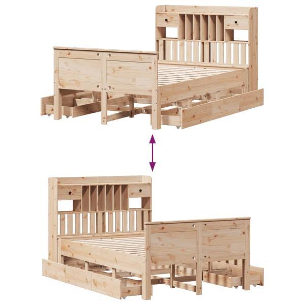 Massivholzbett mit Regal ohne Matratze 135x190 cm Kiefernholz