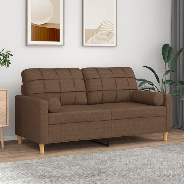 ARDEBO.de - 2-Sitzer-Sofa mit Zierkissen Braun 140 cm Stoff