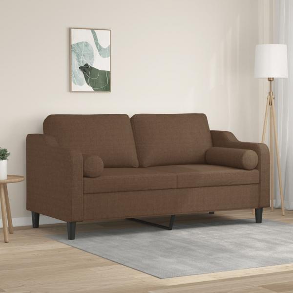 ARDEBO.de - 2-Sitzer-Sofa mit Zierkissen Braun 140 cm Stoff
