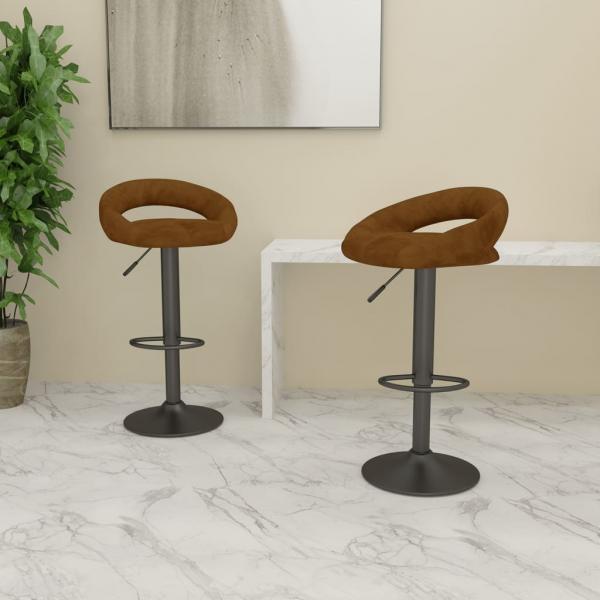 ARDEBO.de - Barhocker 2 Stk. Braun Samt