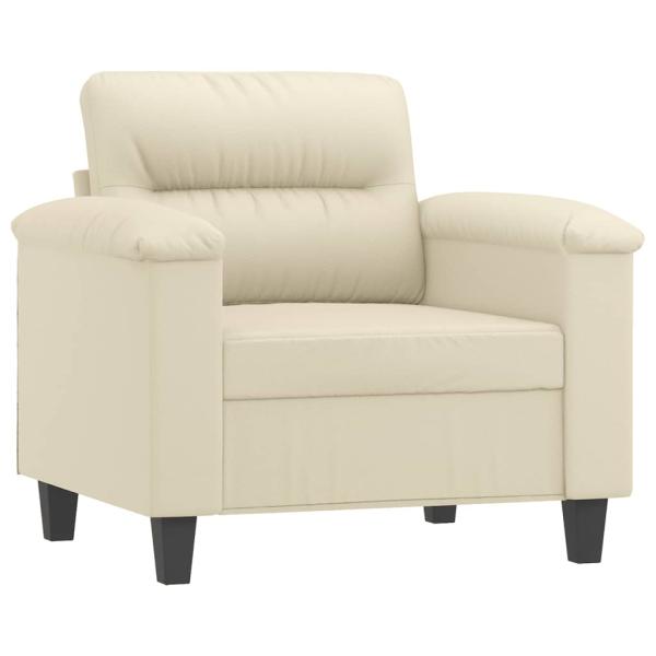 Sessel mit Hocker Creme 60 cm Kunstleder