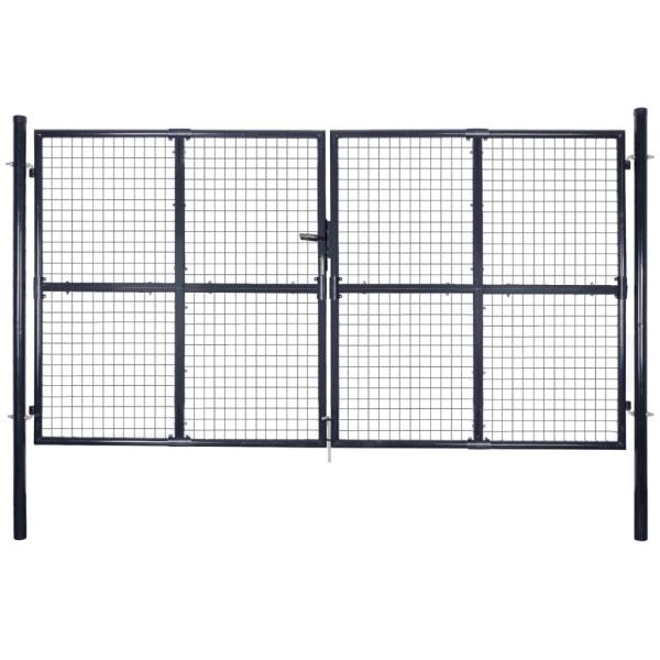 ARDEBO.de - Mesh-Gartentor Verzinkter Stahl 289 x 150 cm Grau