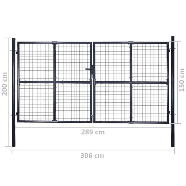 Mesh-Gartentor Verzinkter Stahl 289 x 150 cm Grau
