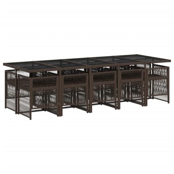 11-tlg. Garten-Essgruppe mit Kissen Braun Poly Rattan