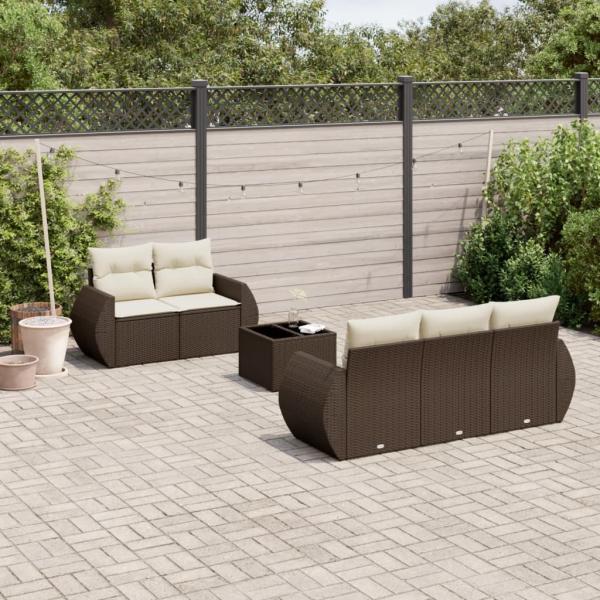 ARDEBO.de - 6-tlg. Garten-Sofagarnitur mit Kissen Braun Poly Rattan