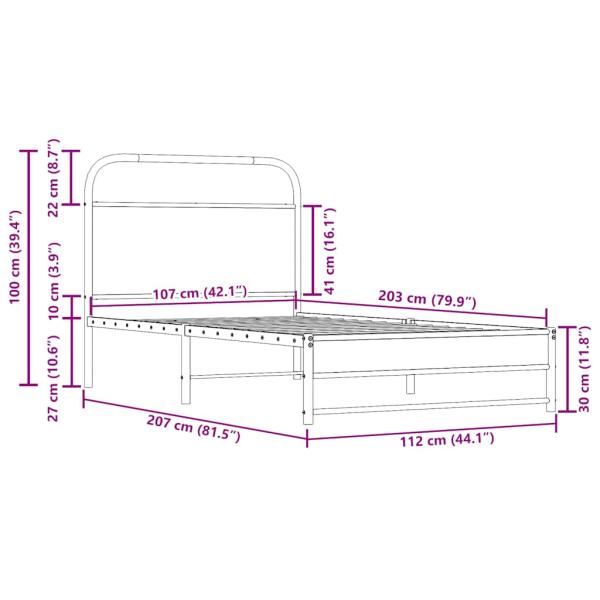 Bettgestell ohne Matratze 107x203 cm Räuchereiche Holzwerkstoff