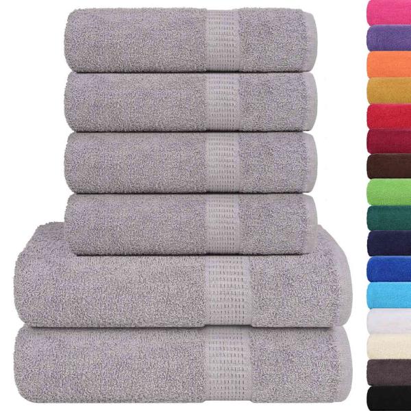 6-tlg. Handtuch-Set Grau 360 g/m² 100% Baumwolle