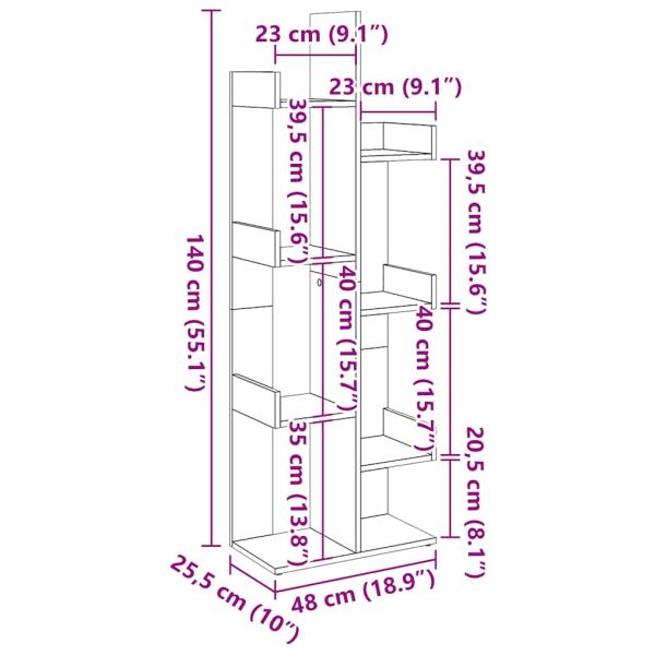 Bücherregal Altholz-Optik 48x25,5x140 cm Holzwerkstoff