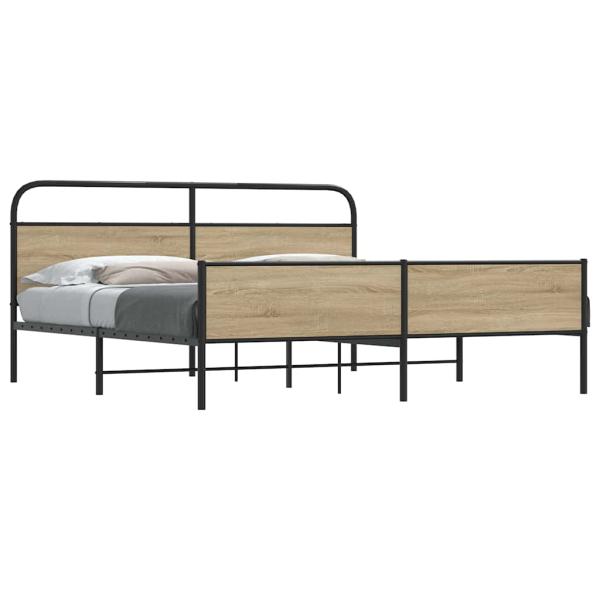 ARDEBO.de - Metallbett ohne Matratze Räuchereiche 193x203 cm