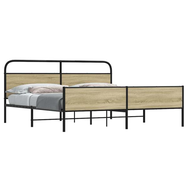 ARDEBO.de - Metallbett ohne Matratze Sonoma-Eiche 193x203 cm