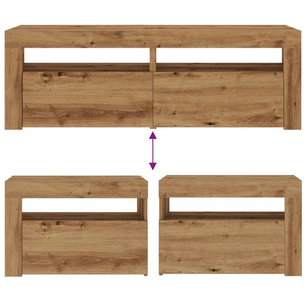 Nachttische 2 Stk. mit LEDs Artisan-Eiche 60x35x40 cm