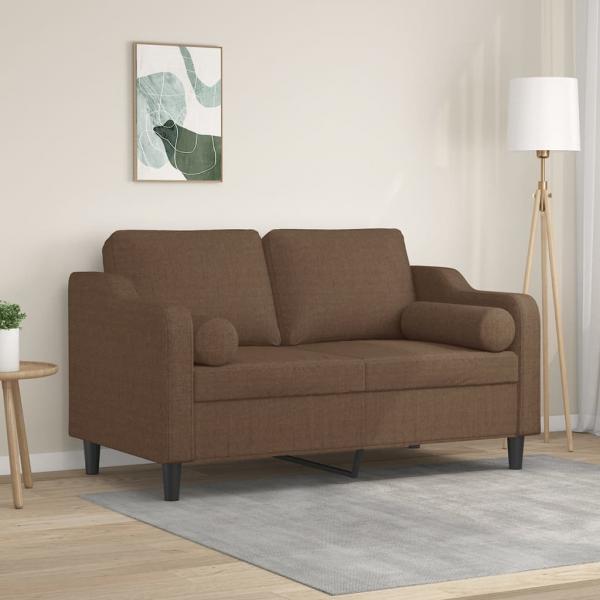 ARDEBO.de - 2-Sitzer-Sofa mit Zierkissen Braun 120 cm Stoff