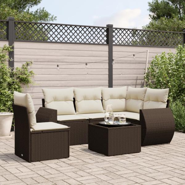 ARDEBO.de - 6-tlg. Garten-Sofagarnitur mit Kissen Braun Poly Rattan