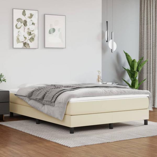 ARDEBO.de - Bettgestell Creme 140x190 cm Kunstleder