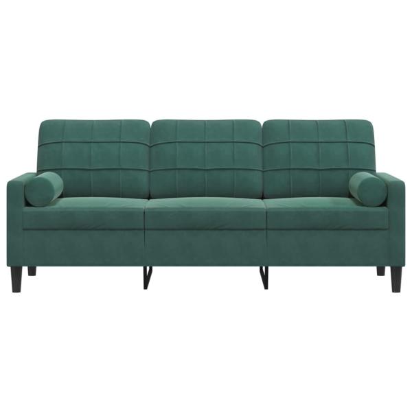 3-Sitzer-Sofa mit Zierkissen Dunkelgrün 180 cm Samt