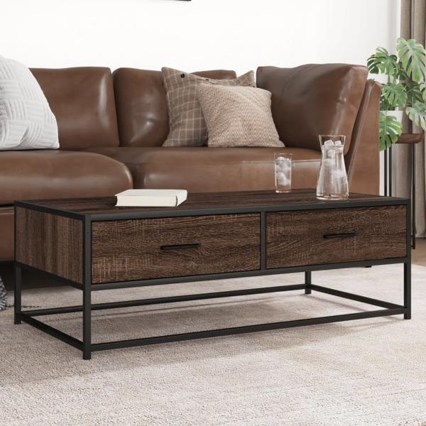 ARDEBO.de - Couchtisch Braun Eichen-Optik 100x50x35 cm Holzwerkstoff Metall