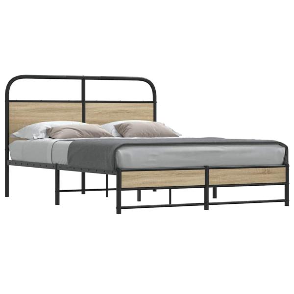 ARDEBO.de - Bettgestell ohne Matratze 135x190 cm Räuchereiche Holzwerkstoff
