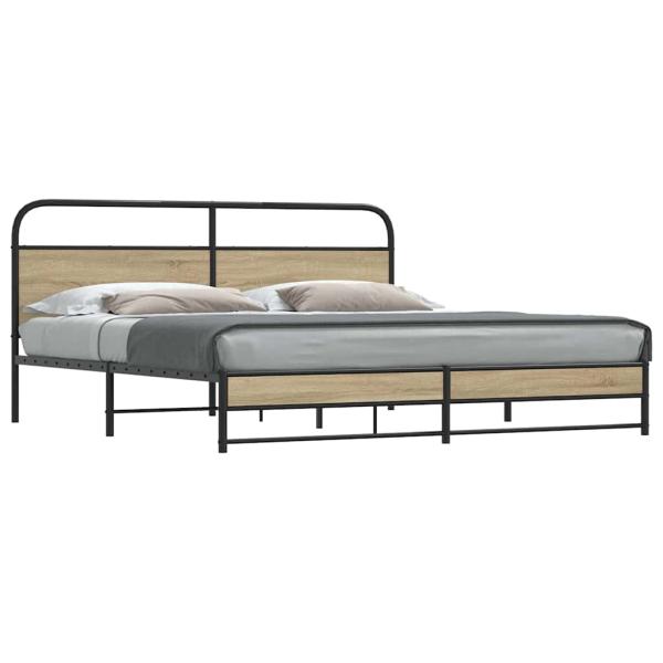 ARDEBO.de - Metallbett ohne Matratze Räuchereiche 193x203 cm