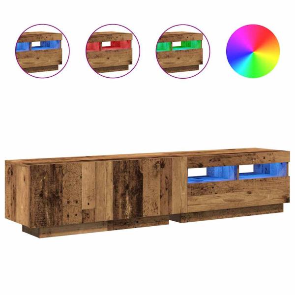 ARDEBO.de - TV-Schrank mit LED-Leuchten Altholz-Optik 180x35x40 cm