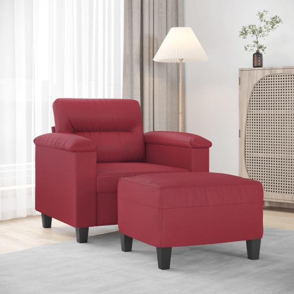 ARDEBO.de - Sessel mit Hocker Weinrot 60 cm Kunstleder