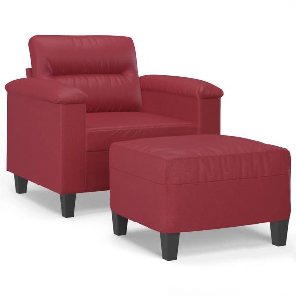 Sessel mit Hocker Weinrot 60 cm Kunstleder