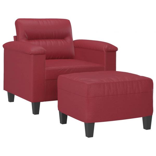 Sessel mit Hocker Weinrot 60 cm Kunstleder
