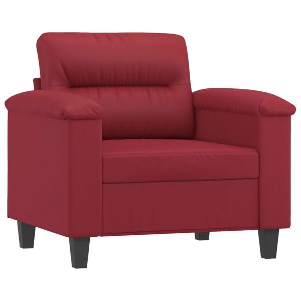 Sessel mit Hocker Weinrot 60 cm Kunstleder