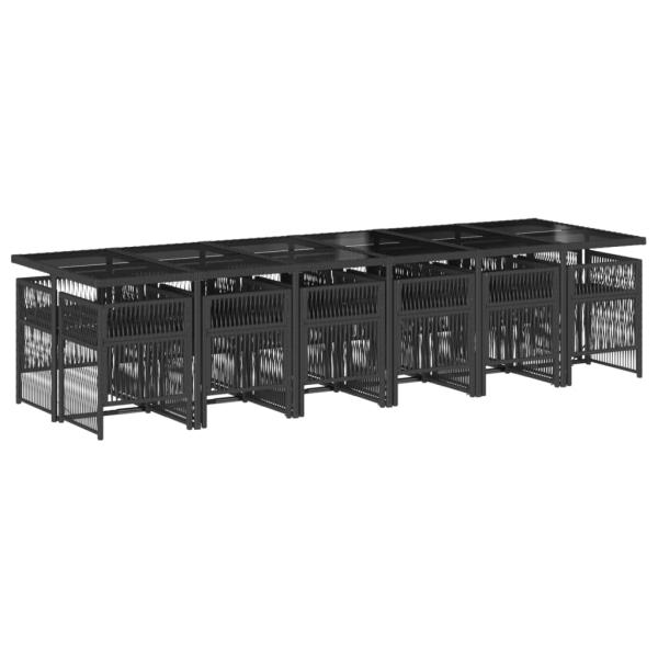 13-tlg. Garten-Essgruppe mit Kissen Schwarz Poly Rattan